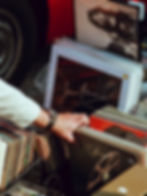 Buying records at a car boot sale